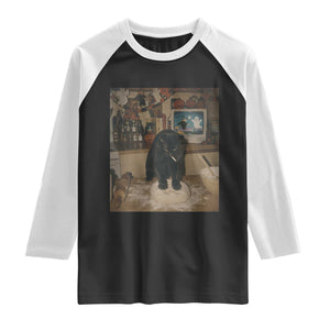 Spooky Biscuits Bakery Raglan Shirt Funny Black Cat Halloween Gift TS14 Black White Print Your Wear