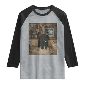 Spooky Biscuits Bakery Raglan Shirt Funny Black Cat Halloween Gift TS14 Heather Gray Black Print Your Wear