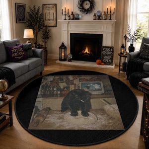 Spooky Biscuits Bakery Round Rug Funny Black Cat Halloween Gift