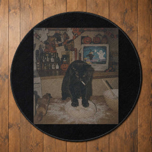 Spooky Biscuits Bakery Round Rug Funny Black Cat Halloween Gift