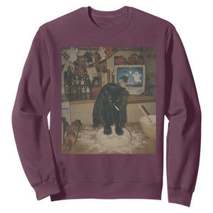 Spooky Biscuits Bakery Sweatshirt Funny Black Cat Halloween Gift TS14 Maroon Print Your Wear