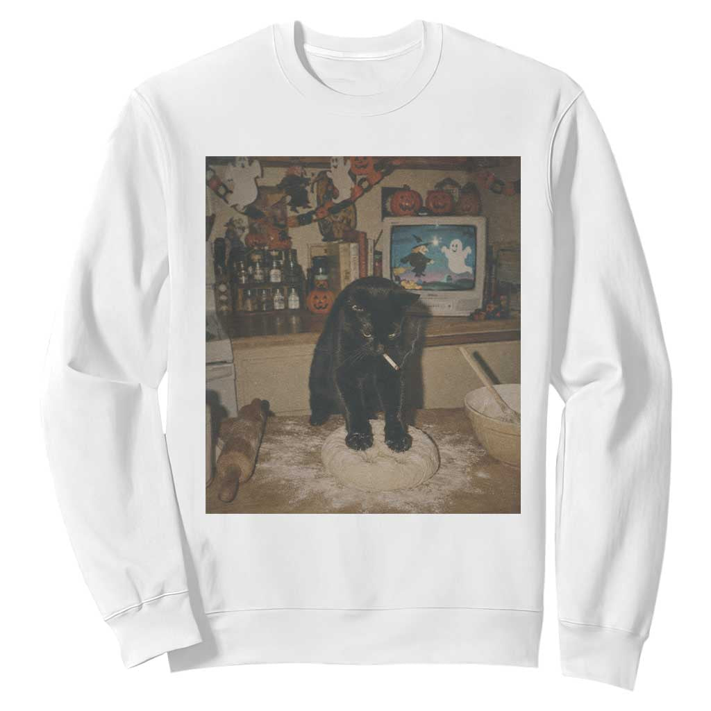 Spooky Biscuits Bakery Sweatshirt Funny Black Cat Halloween Gift TS14 White Print Your Wear
