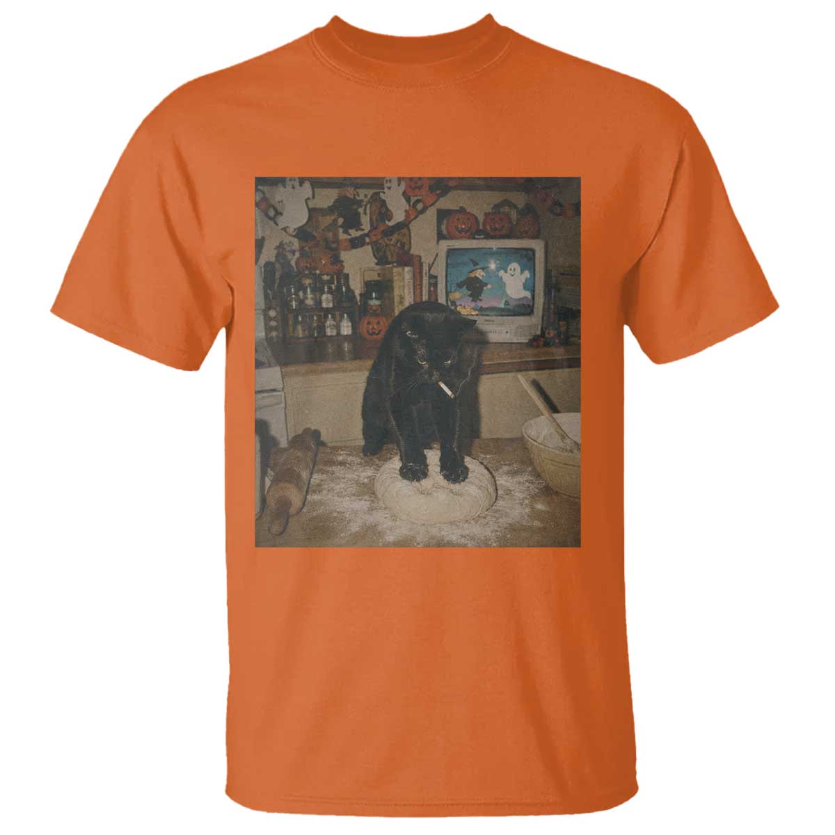 Spooky Biscuits Bakery T Shirt Funny Black Cat Halloween Gift TS14 Orange Print Your Wear