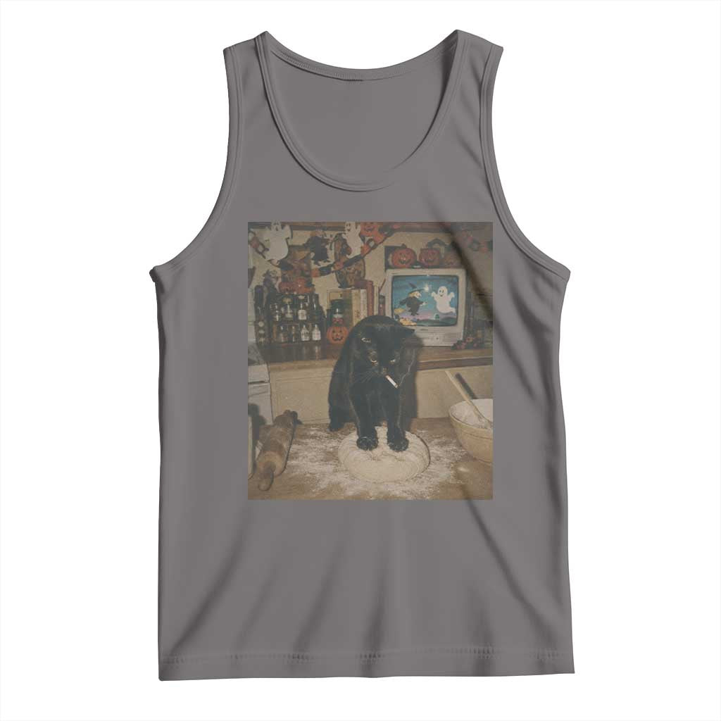 Spooky Biscuits Bakery Tank Top Funny Black Cat Halloween Gift TS14 Deep Heather Print Your Wear