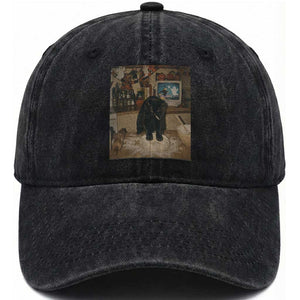 Spooky Biscuits Bakery Washed Cotton Baseball Cap Funny Black Cat Halloween Gift TS14 Print Your Wear
