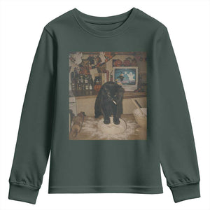 Spooky Biscuits Bakery Youth Sweatshirt Funny Black Cat Halloween Gift TS14 Dark Forest Green Print Your Wear