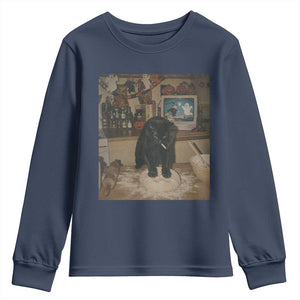 Spooky Biscuits Bakery Youth Sweatshirt Funny Black Cat Halloween Gift TS14 Navy Print Your Wear