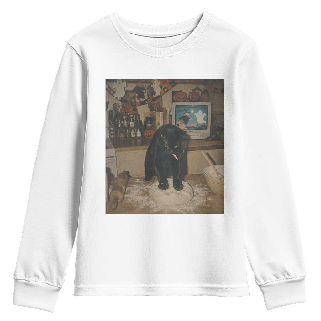 Spooky Biscuits Bakery Youth Sweatshirt Funny Black Cat Halloween Gift TS14 White Print Your Wear