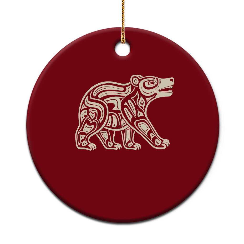 Bear Native Formline Art Salish Haida Tlingit Pacific Animal Ceramic Ornament TS14 1pc Red Print Your Wear
