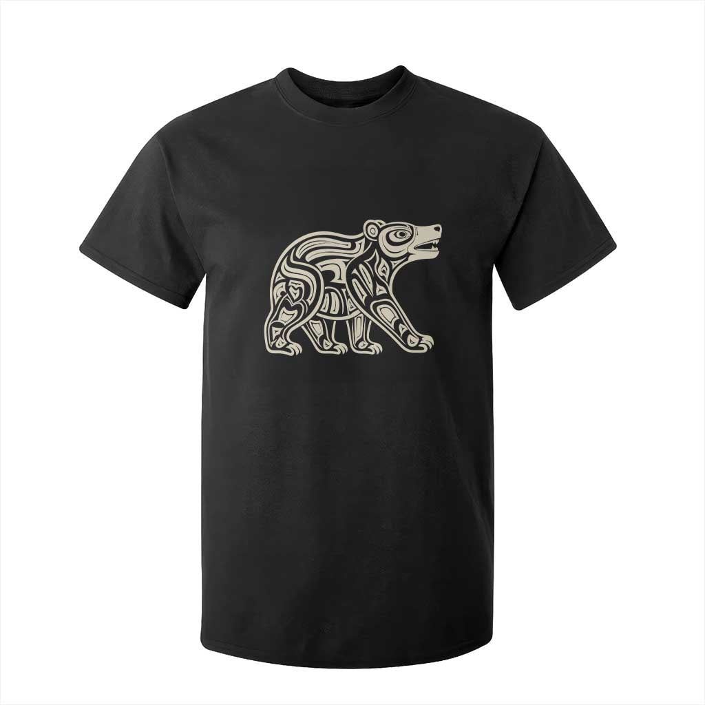 Bear Native Formline Art Salish Haida Tlingit Pacific Animal T Shirt For Kid TS14 Black Print Your Wear
