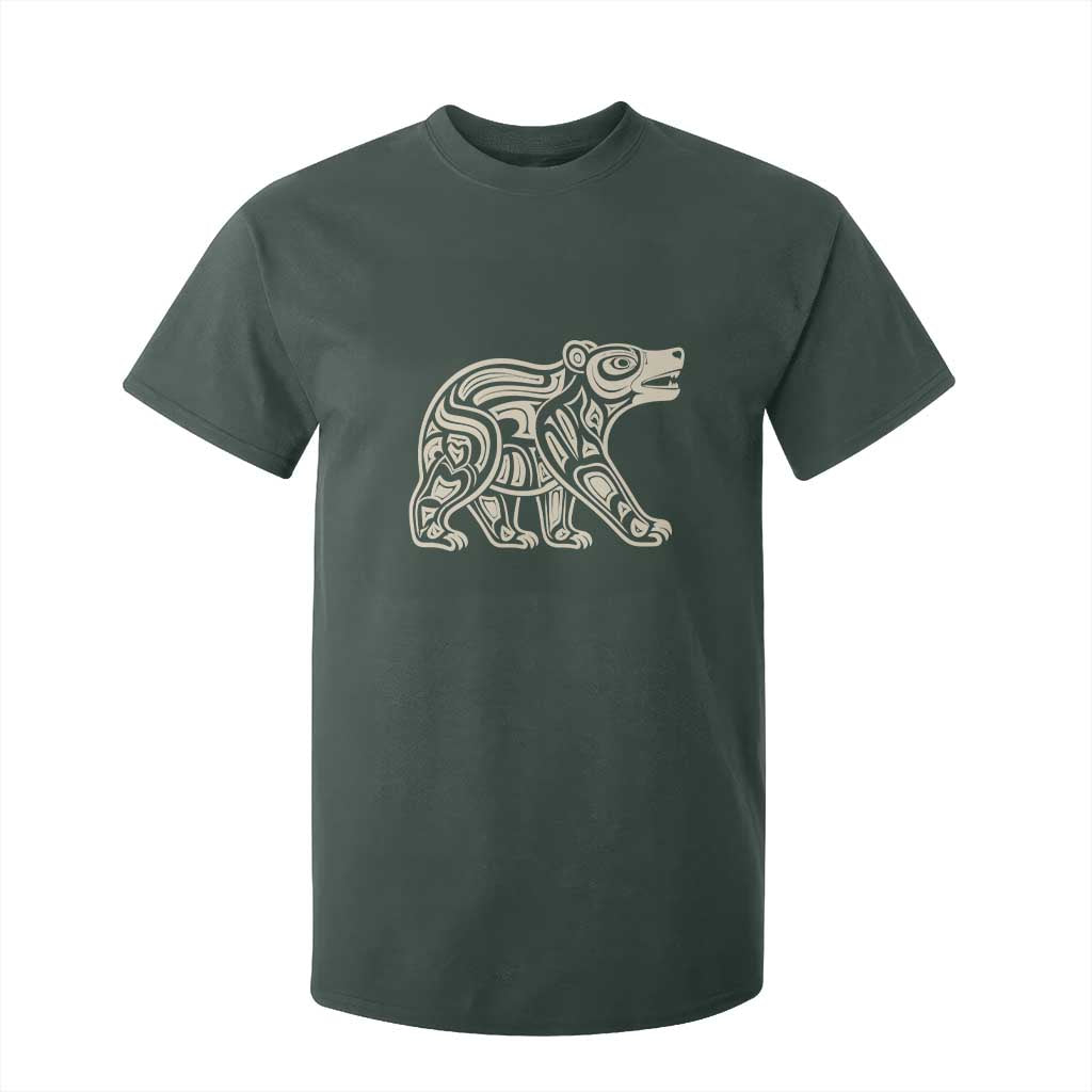 Bear Native Formline Art Salish Haida Tlingit Pacific Animal T Shirt For Kid TS14 Dark Forest Green Print Your Wear