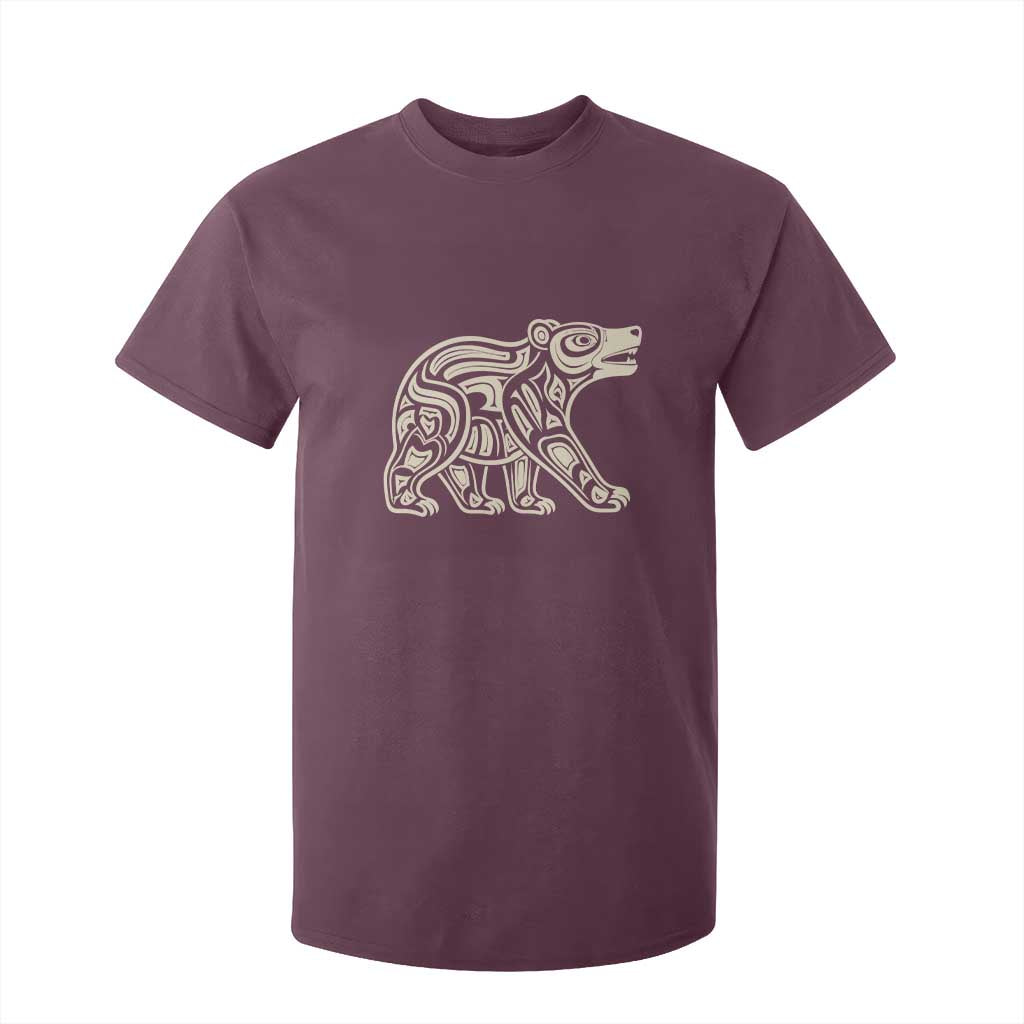 Bear Native Formline Art Salish Haida Tlingit Pacific Animal T Shirt For Kid TS14 Maroon Print Your Wear