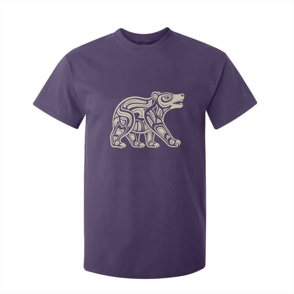 Bear Native Formline Art Salish Haida Tlingit Pacific Animal T Shirt For Kid TS14 Purple Print Your Wear