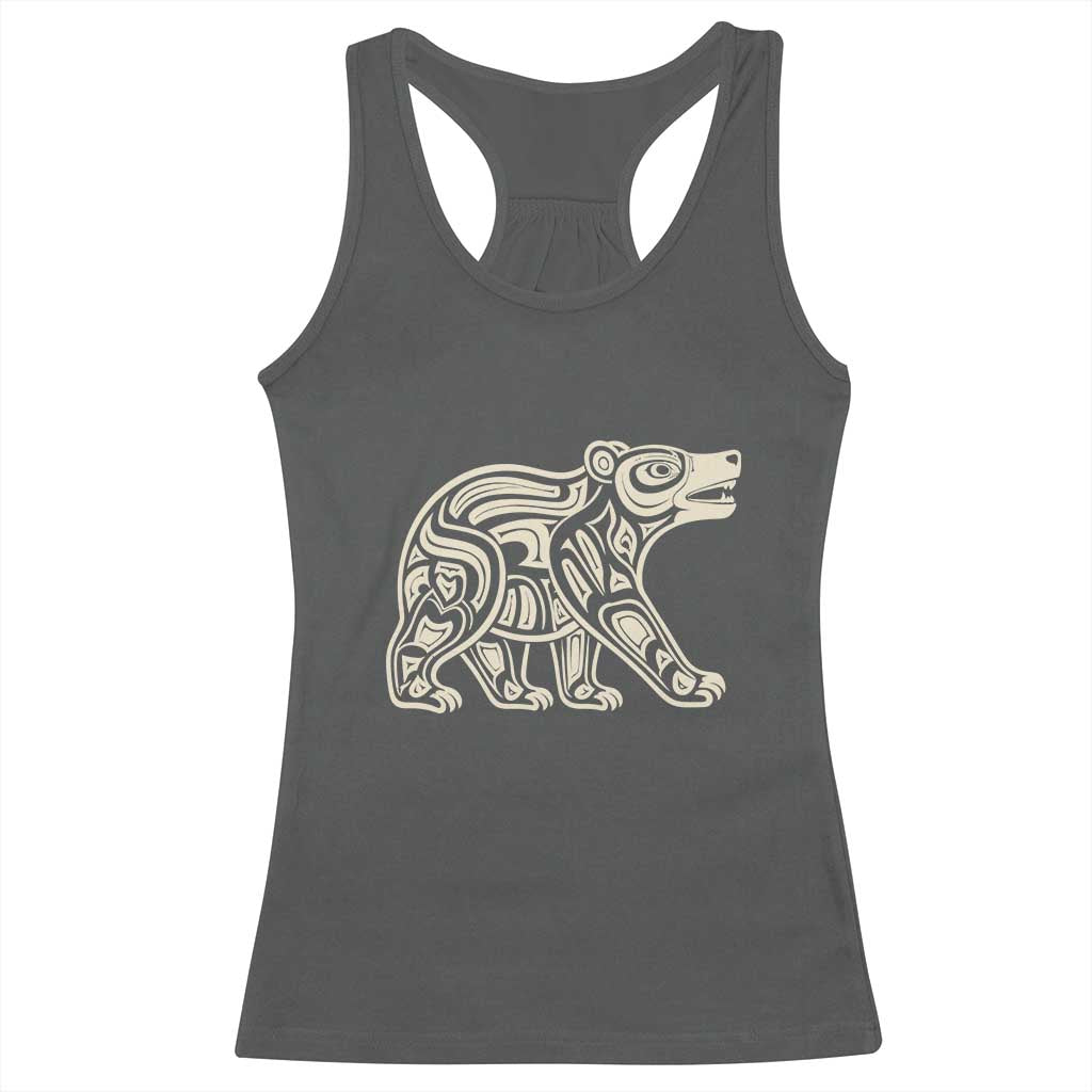 Bear Native Formline Art Salish Haida Tlingit Pacific Animal Racerback Tank Top TS14 Dark Heather Print Your Wear