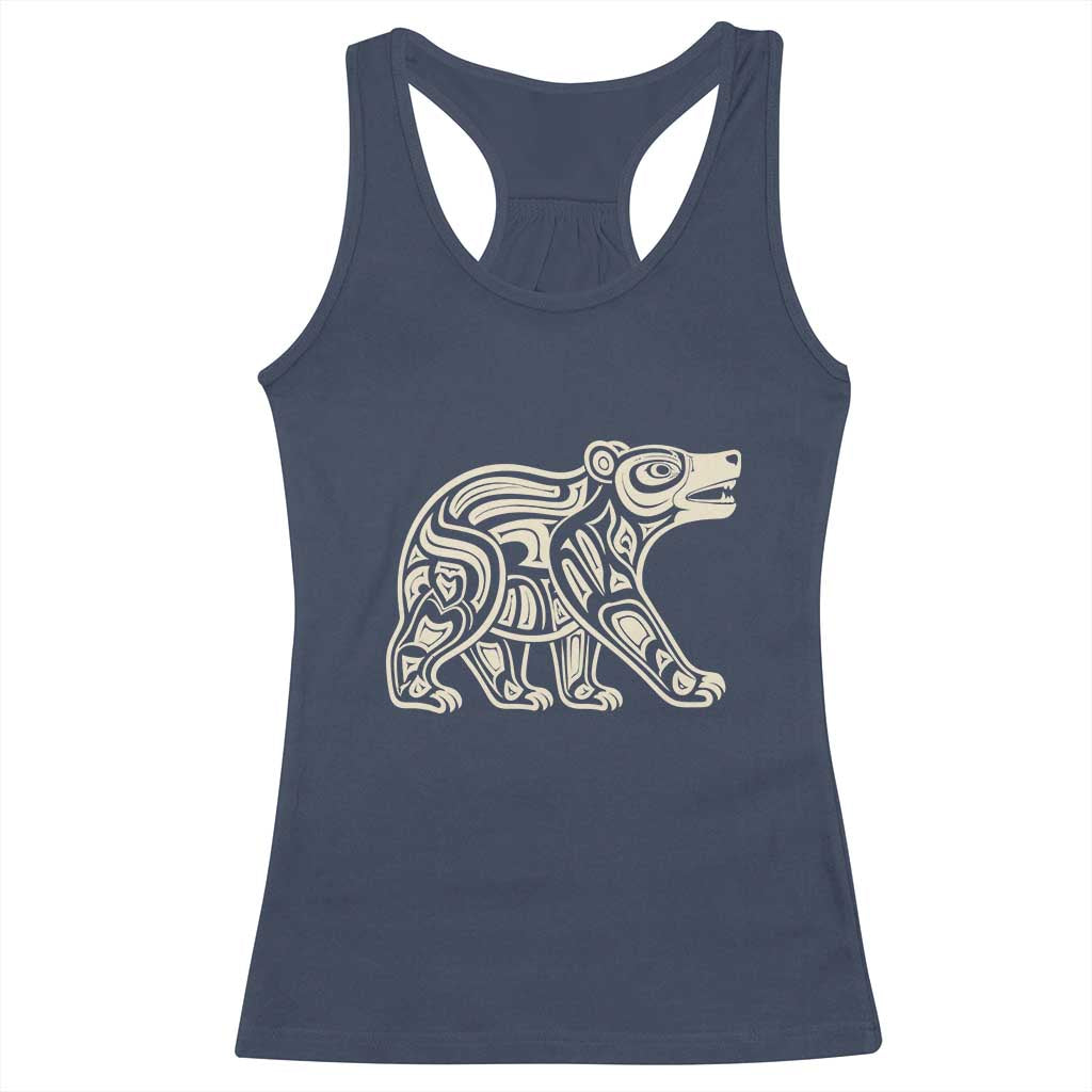 Bear Native Formline Art Salish Haida Tlingit Pacific Animal Racerback Tank Top TS14 Navy Print Your Wear