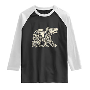 Bear Native Formline Art Salish Haida Tlingit Pacific Animal Raglan Shirt TS14 Black White Print Your Wear