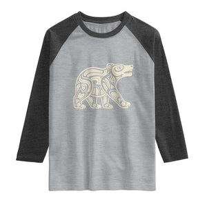 Bear Native Formline Art Salish Haida Tlingit Pacific Animal Raglan Shirt TS14 Heather Gray Heather Charcoal Print Your Wear