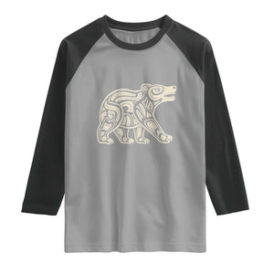 Bear Native Formline Art Salish Haida Tlingit Pacific Animal Raglan Shirt TS14 Sport Gray Black Print Your Wear