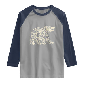 Bear Native Formline Art Salish Haida Tlingit Pacific Animal Raglan Shirt TS14 Sport Gray Navy Print Your Wear