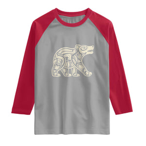 Bear Native Formline Art Salish Haida Tlingit Pacific Animal Raglan Shirt TS14 Sport Gray Red Print Your Wear