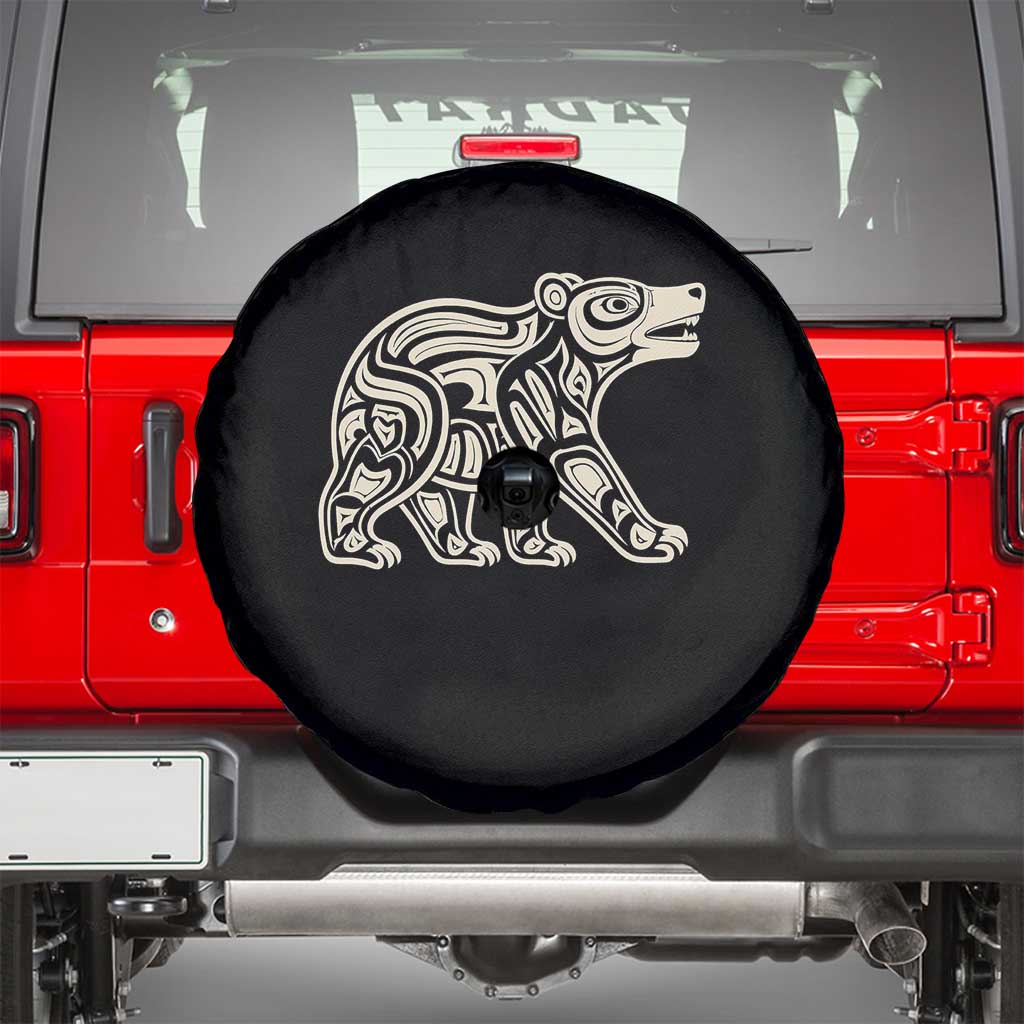 Bear Native Formline Art Salish Haida Tlingit Pacific Animal Spare Tire Cover TS14 Black Print Your Wear