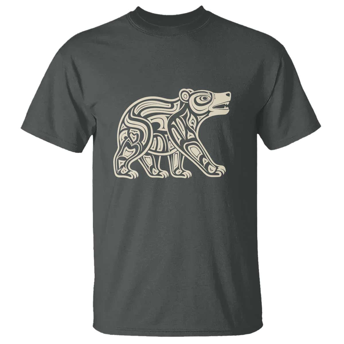 Bear Native Formline Art Salish Haida Tlingit Pacific Animal T Shirt TS14 Dark Heather Print Your Wear