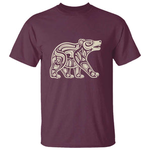 Bear Native Formline Art Salish Haida Tlingit Pacific Animal T Shirt TS14 Maroon Print Your Wear