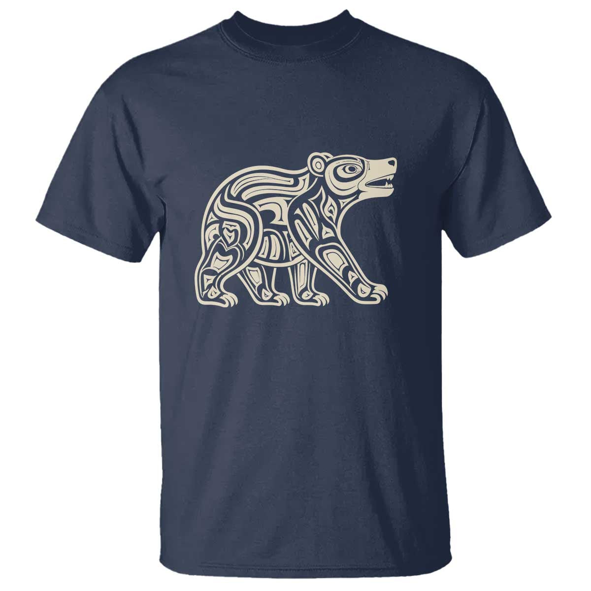 Bear Native Formline Art Salish Haida Tlingit Pacific Animal T Shirt TS14 Navy Print Your Wear