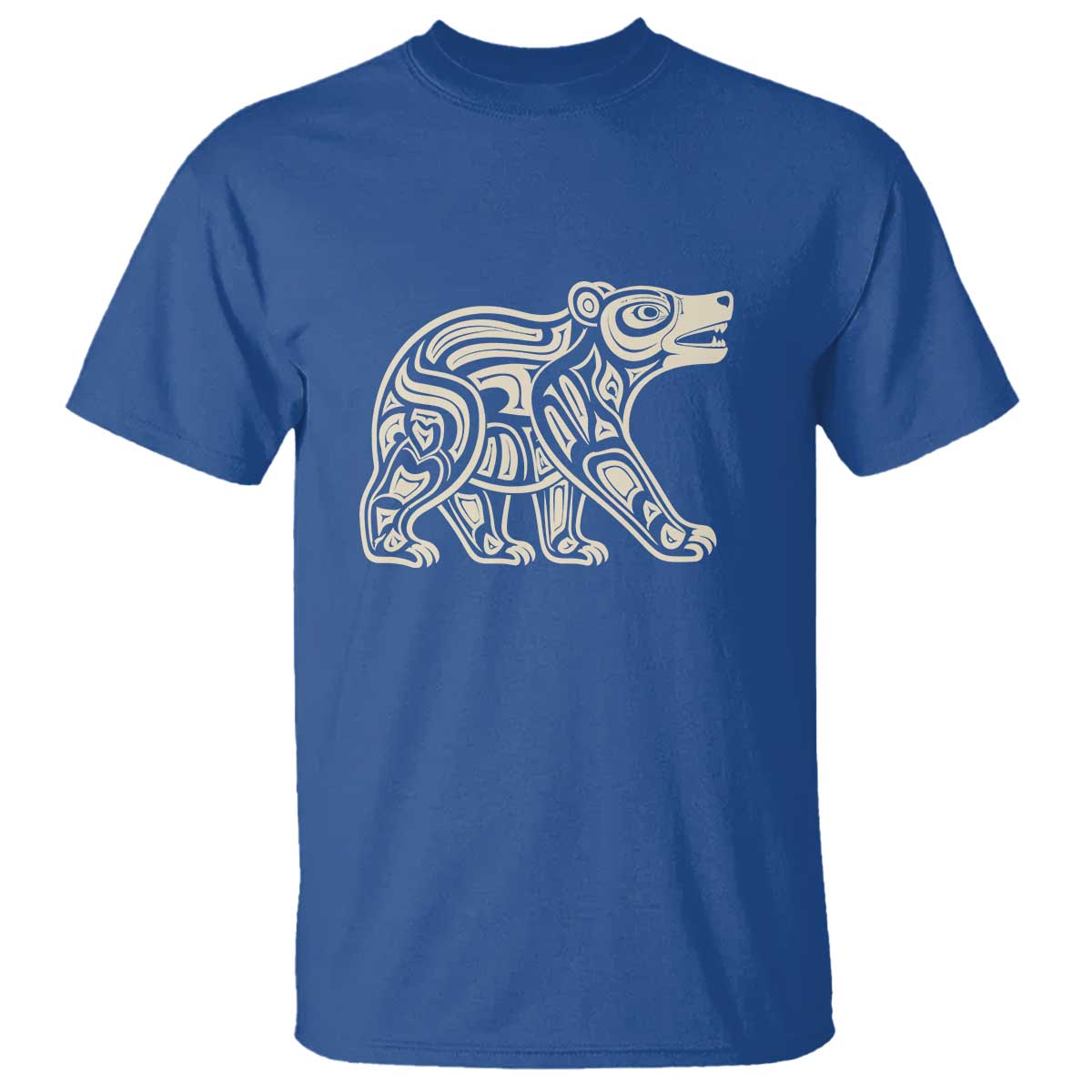 Bear Native Formline Art Salish Haida Tlingit Pacific Animal T Shirt TS14 Royal Blue Print Your Wear