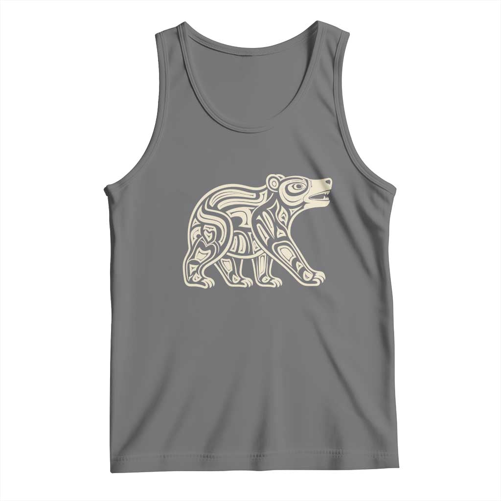 Bear Native Formline Art Salish Haida Tlingit Pacific Animal Tank Top TS14 Black Heather Print Your Wear