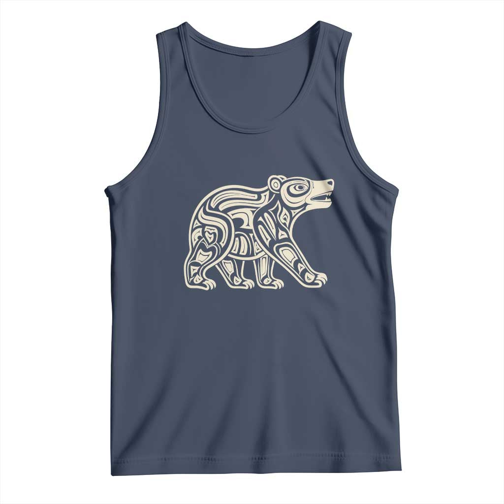Bear Native Formline Art Salish Haida Tlingit Pacific Animal Tank Top TS14 Navy Print Your Wear