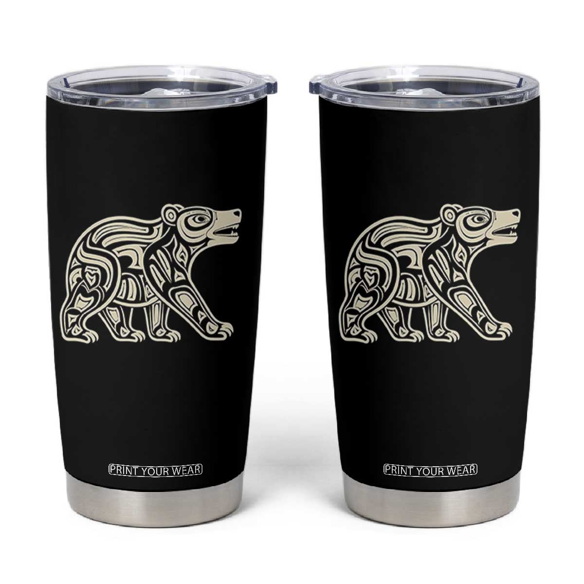 Bear Native Formline Art Salish Haida Tlingit Pacific Animal Tumbler Cup TS14 Black Print Your Wear