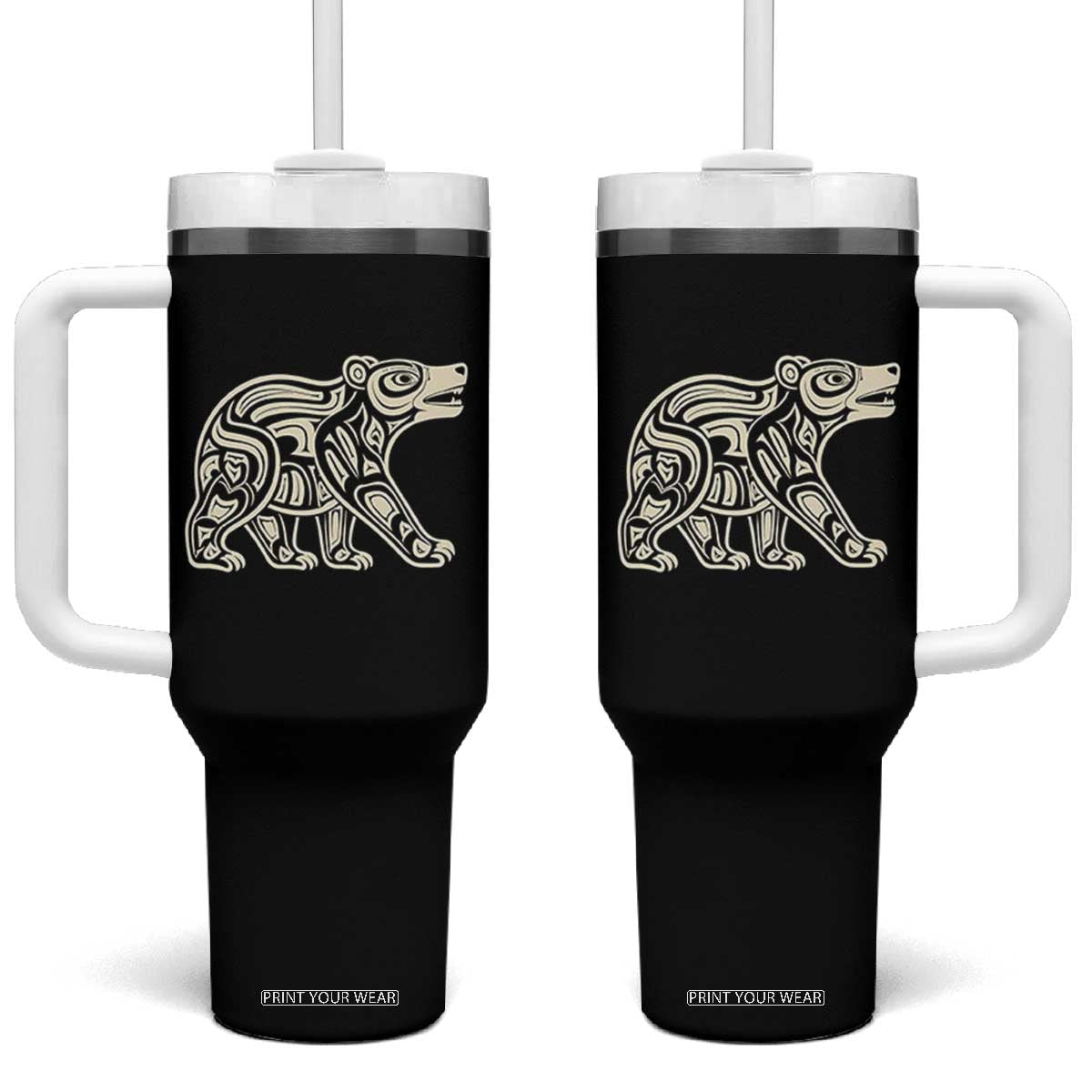 Bear Native Formline Art Salish Haida Tlingit Pacific Animal Tumbler With Handle TS14 One Size: 40 oz Black Print Your Wear