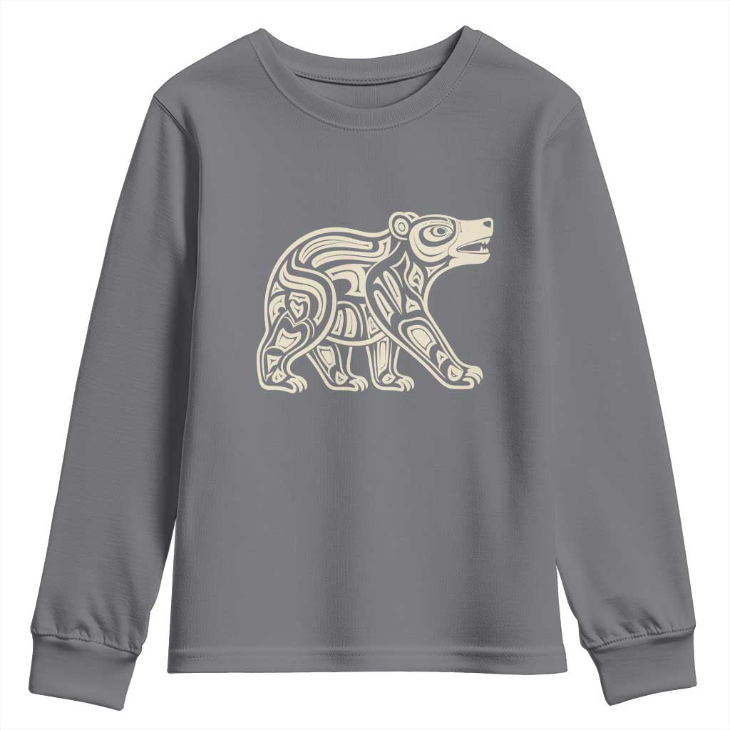 Bear Native Formline Art Salish Haida Tlingit Pacific Animal Youth Sweatshirt TS14 Charcoal Print Your Wear