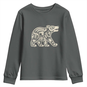 Bear Native Formline Art Salish Haida Tlingit Pacific Animal Youth Sweatshirt TS14 Dark Heather Print Your Wear