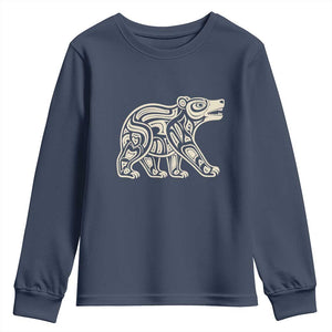 Bear Native Formline Art Salish Haida Tlingit Pacific Animal Youth Sweatshirt TS14 Navy Print Your Wear