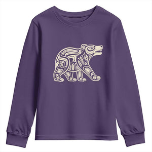 Bear Native Formline Art Salish Haida Tlingit Pacific Animal Youth Sweatshirt TS14 Purple Print Your Wear