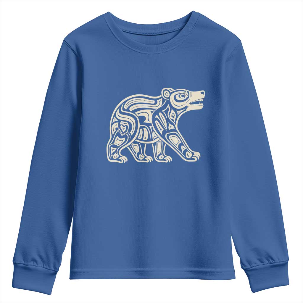 Bear Native Formline Art Salish Haida Tlingit Pacific Animal Youth Sweatshirt TS14 Royal Blue Print Your Wear