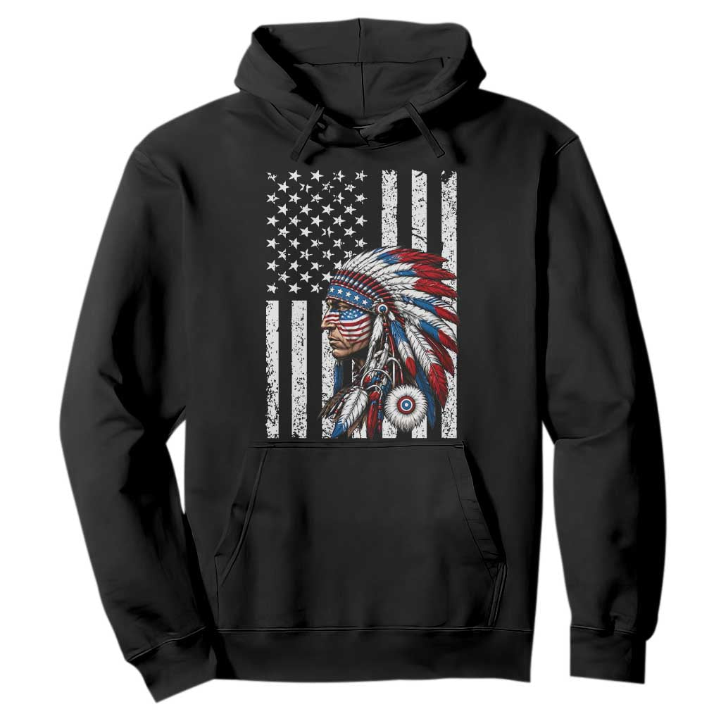 Indigenous People Tribal CG Native American Indian Chief American USA Flag Hoodie TS14 Black Print Your Wear