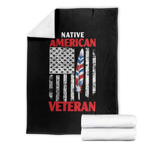 Native American Veteran USA Flag Patriotic Soldier Throw Blanket TS14 Black Print Your Wear