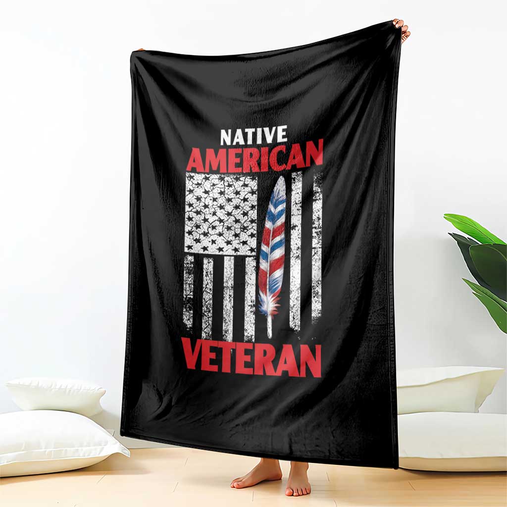 Native American Veteran USA Flag Patriotic Soldier Throw Blanket TS14 Print Your Wear