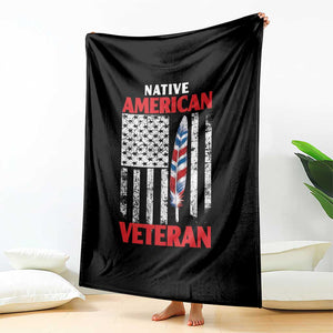 Native American Veteran USA Flag Patriotic Soldier Throw Blanket TS14 Print Your Wear