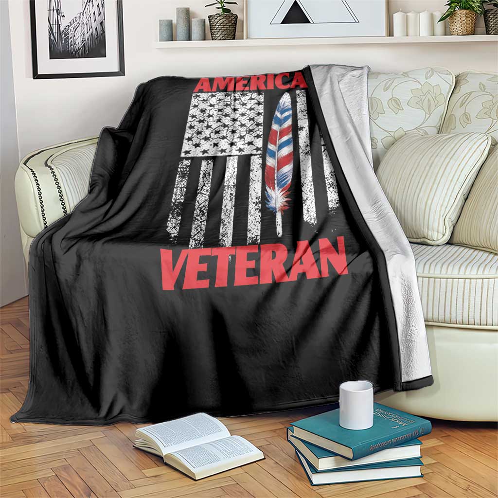 Native American Veteran USA Flag Patriotic Soldier Throw Blanket TS14 Print Your Wear