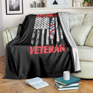 Native American Veteran USA Flag Patriotic Soldier Throw Blanket TS14 Print Your Wear