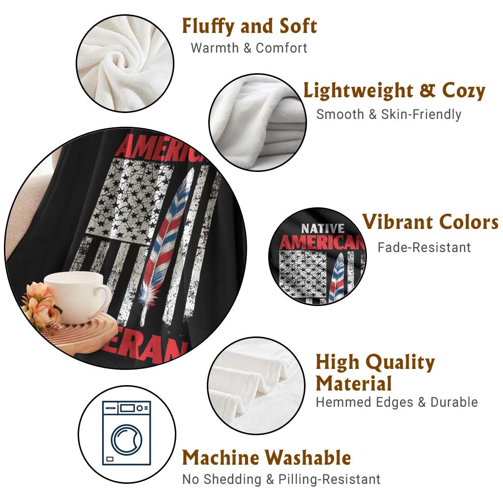 Native American Veteran USA Flag Patriotic Soldier Throw Blanket TS14 Print Your Wear