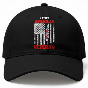 Native American Veteran USA Flag Patriotic Soldier Baseball Cap TS14 Print Your Wear