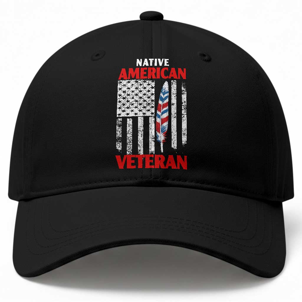 Native American Veteran USA Flag Patriotic Soldier Baseball Cap TS14 Print Your Wear