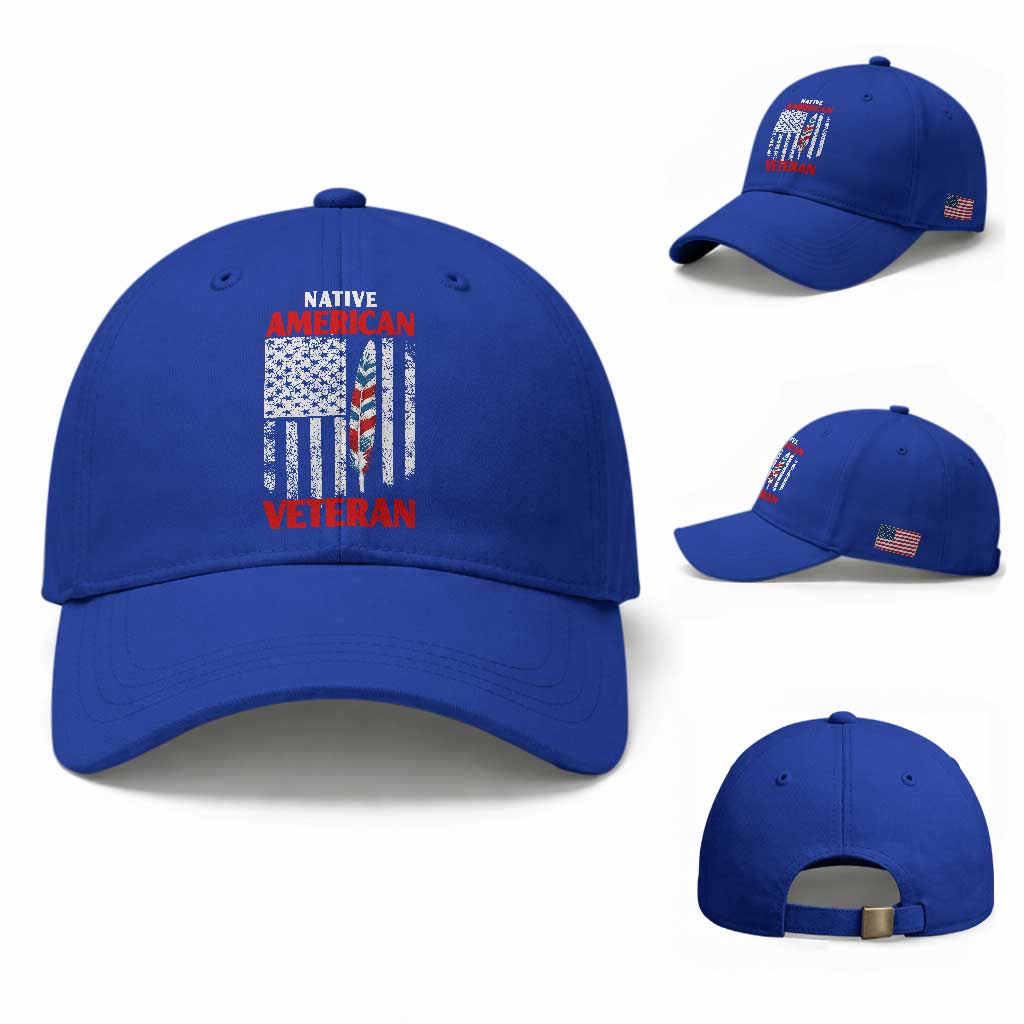 Native American Veteran USA Flag Patriotic Soldier Baseball Cap TS14 Baseball Cap Universal Fit Royal Blue Print Your Wear