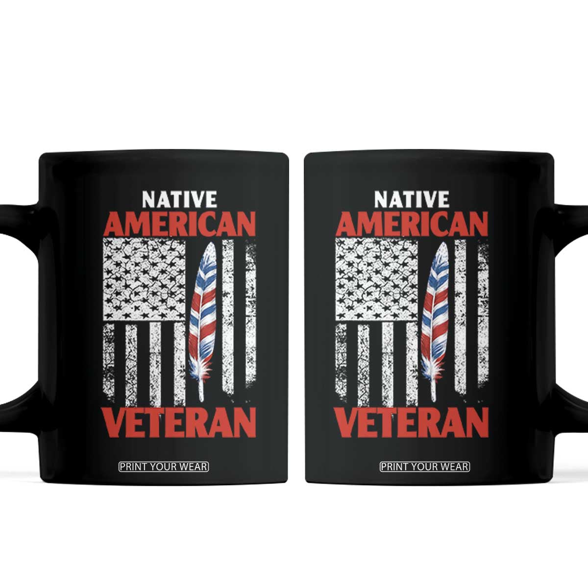 Native American Veteran USA Flag Patriotic Soldier Coffee Mug TS14 Black Print Your Wear