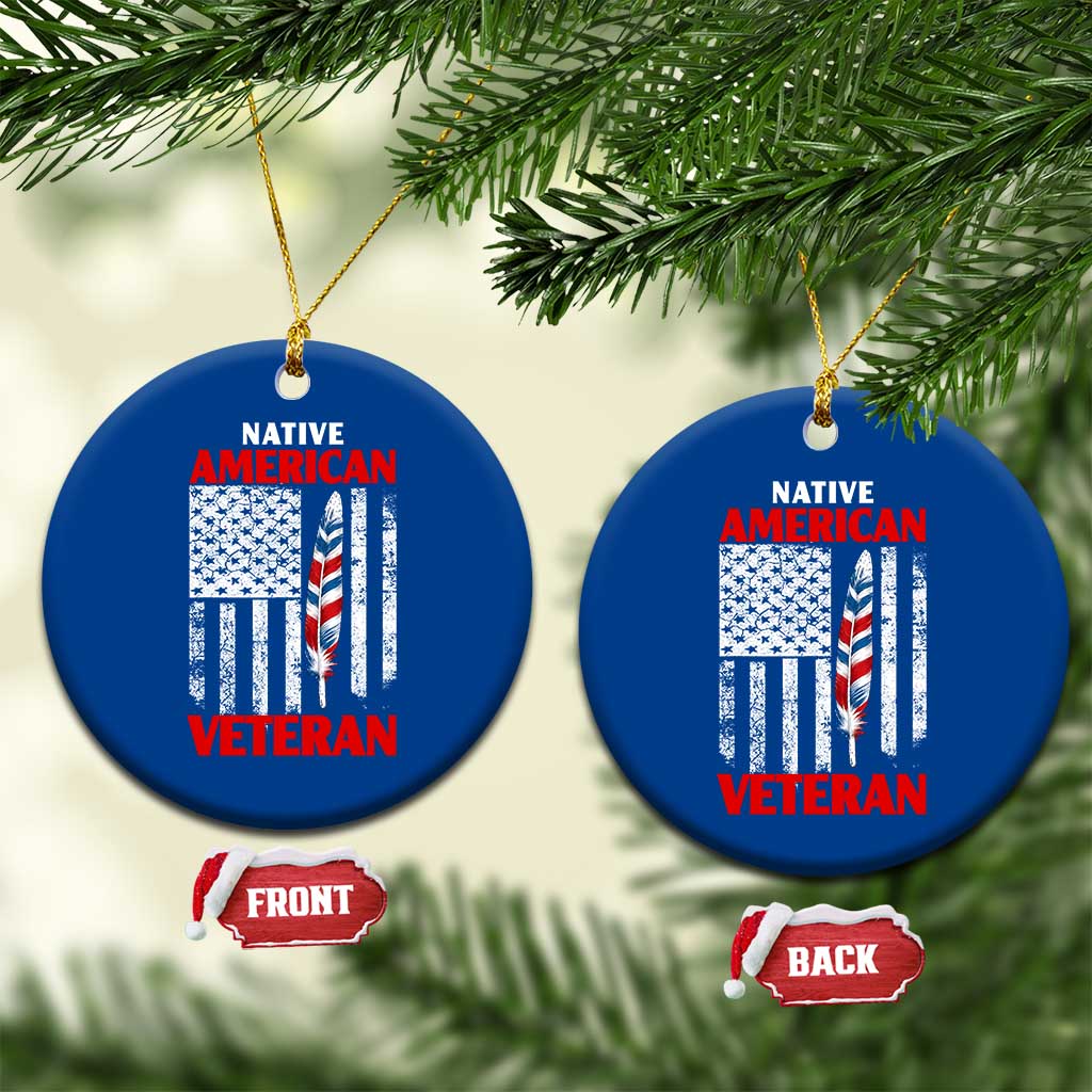 Native American Veteran USA Flag Patriotic Soldier Ceramic Ornament TS14 1pc Blue Print Your Wear